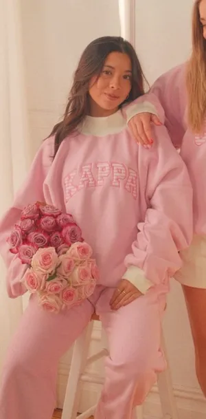 Pink oversized sorority crewneck thumbnail 1