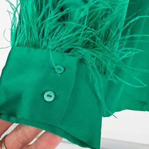 Zara Satin Feather Mini Autumn Wedding Guest Dress‎ Women XL Green Glam Holiday thumbnail 9