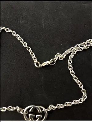 Authentic GUCCI Made In Italy 925 Sterling Silver Double Logo Necklace with Box thumbnail 5