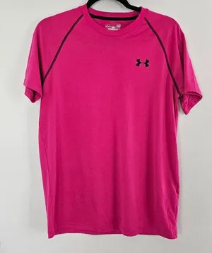 Under Armour Loose Heatgear Magenta High Neck Athletic Sports Top Size SM thumbnail 1