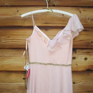 NWT Mac Duggal POLKA DOT ASYMMETRICAL RUFFLE GOWN Pink Size 0 thumbnail 14