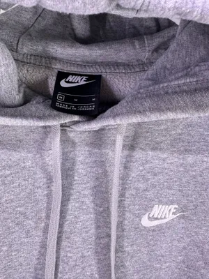 Vintage Nike Light Gray Hoodie White Logo Size Medium thumbnail 7