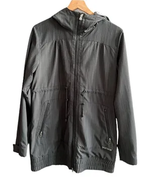 Burton Dryride Softshell Jacket Charcoal Grey Zip Rain Coat Cinched Waist Medium thumbnail 1