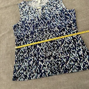 White House Black Market Blue Size S Geometric Tank Top Sleeveless Shirt WHBM thumbnail 6