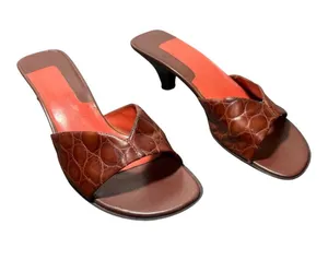 NINE WEST Vintage 90s Brown and Orange Kitten Heels thumbnail 1