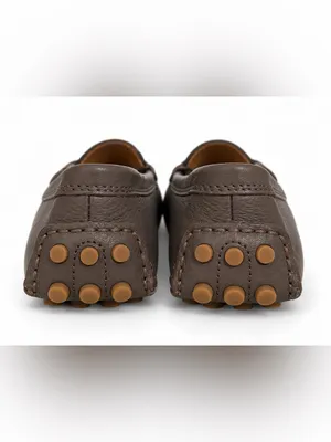 Coach Brown Leather Slip-On Driving Loafers with Silver Hardware Studded Sole thumbnail 4
