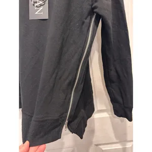 Elan Womens Black Side Zip Crew Neck Sweatshirt Large NWT Made in USA Minimalist thumbnail 2