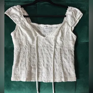 White Urban Outfitters Smocked Women's Crop Top thumbnail 7