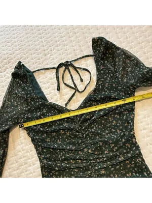 Lulus Bodysuit Long Sleeve Sz S Small Green Floral Mesh Sweetheart Neckline NWT thumbnail 6