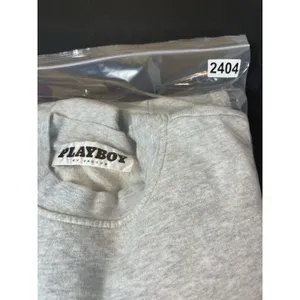 Playboy by PacSun Y2K Gray Crewneck Sweatshirt S Green Textured Logo Pullover thumbnail 11