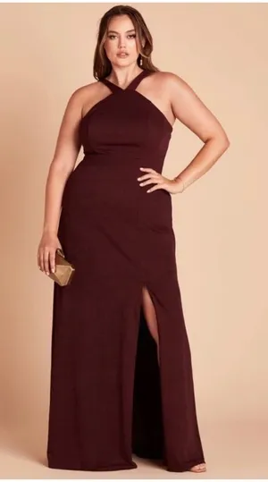 Birdy Grey Gene Crepe Cabernet Maxi‎ Dress Size XL Bridesmaid Wedding Formal thumbnail 1