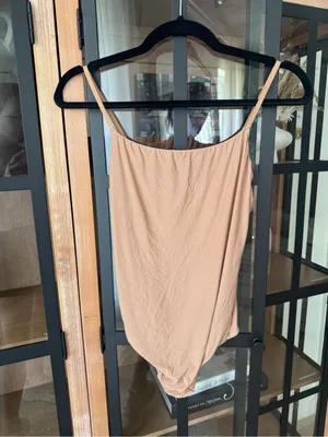Aerie Smoothez scoop bodysuit seamless shapewear beach dune nude thong thumbnail 2