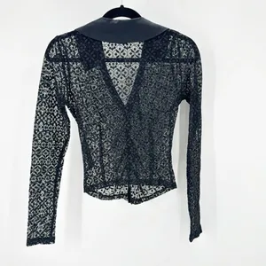 Maeve For Anthropologie Black Lace Button Down Blouse sexy grunge goth size XS thumbnail 3