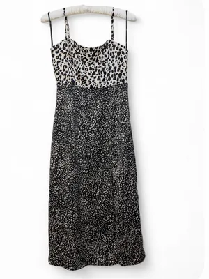 Lulus Women’s Being Bold Leopard Print Satin Midi Slip Dress Size Small thumbnail 4