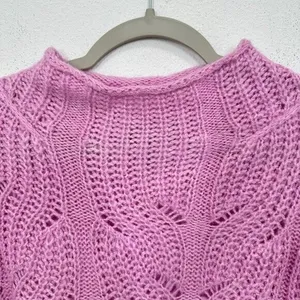 J. Crew Women's XS Sweater Pointelle Cable Knit Pink Alpaca‎ Blend Mockneck thumbnail 6