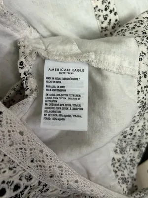 American Eagle Outfitters Floral Tie Open-Back Ruffle Crop Top Lace Eyelet Trim thumbnail 8