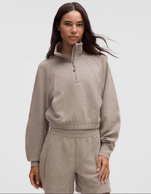 Lululemon Scuba cropped funnel neck half zip - waffle thumbnail 1