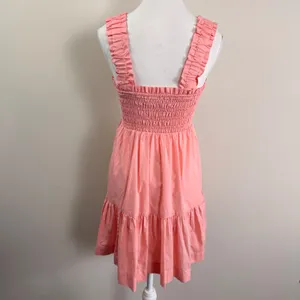 Abercrombie & Fitch Smocked Tiered Mini Dress Coral Pink Ruffle Strap Womens S thumbnail 4