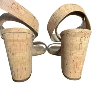 Ann Taylor Sandals Womens Size 8 1/2 Beige Cork Strappy Block Heel Ankle Strap thumbnail 6