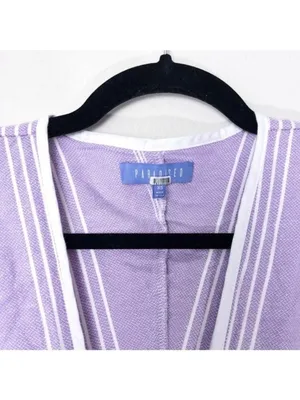 Paradised Merri Wrap Effect Stripe Jumpsuit XS Purple Beach Coverup Cotton thumbnail 7