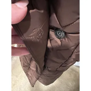 Monica Milano Brown Quilted knee-length, belted puffer coat with a fur collar 4 thumbnail 9