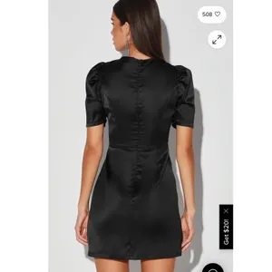Lulus Black Ecstatic Evening Satin Puff Sleeve Ruched Mini Dress Small LBD thumbnail 2