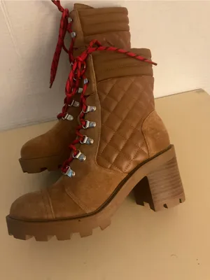 Nine West women platform Brown Suede leather Combat unite Boots US 8 thumbnail 7