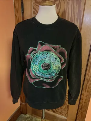 Grateful Dead 50th Anniversary Sweatshirt Rose Steal Your Face Black Small thumbnail 5