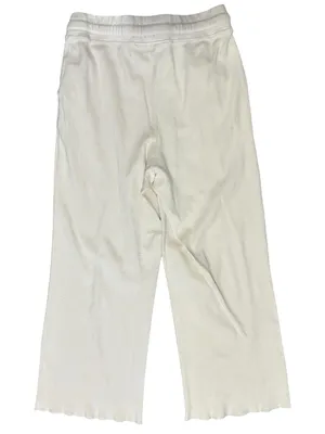 Pact Women’s Size M Cream Ivory Waffle Thermal Knit Wide Leg Pants thumbnail 3