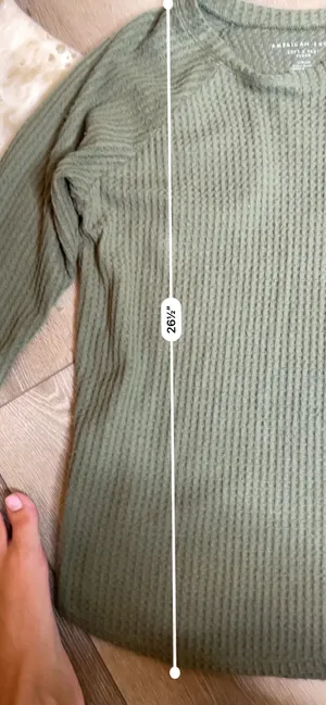 American Eagle Soft & Sexy Plush Waffle Knit Olive Green Tee thumbnail 4