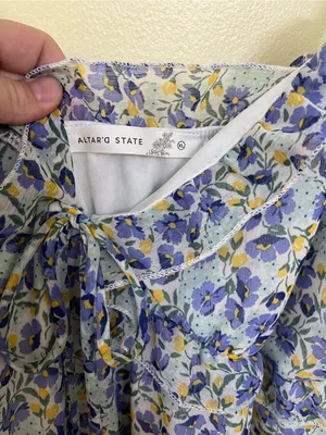 NEW Altar’d State Blue Floral Mini Dress Size XL NWT thumbnail 4