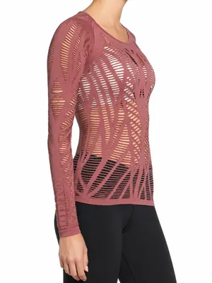 Alo Yoga Wanderer Brave Elements Long Sleeve Top M Dusty Rose Cutout thumbnail 2
