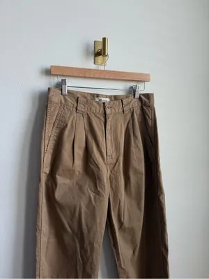 Madewell Garment-Dyed Tapered Chino Pants Seed Khaki Pleated Size 28 thumbnail 9