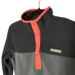 Columbia Navy Grey Pink Trim Benton Springs Fleece Snap Pullover Gorpcore Hike thumbnail 5