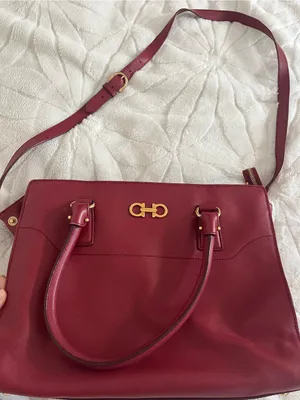 Salvatore Ferragamo Burgundy Leather Tote with Gold Hardware thumbnail 2