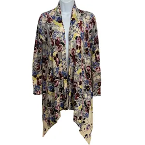 ANTHROPOLOGIE GUINEVERE Floral Open Front Hankie Hem‎ Lightweight Cardigan S thumbnail 2