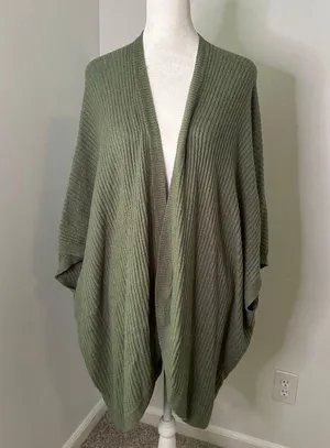 Aerie Offline sage green knit open-front cardigan sweater size L/XL thumbnail 2