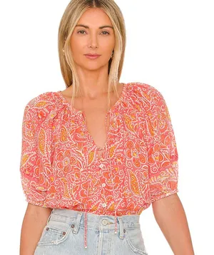 Cleobella Layla Blouse in Blossom Block Print size Small (S) thumbnail 1
