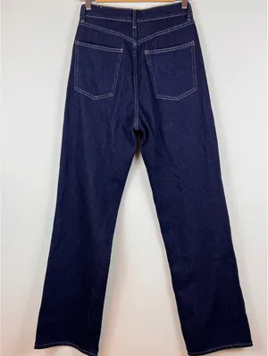 Zara High Rise Wide Leg Jeans Dark Indigo Blue 100% Cotton Size US 6 EU 38 thumbnail 4
