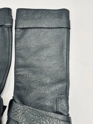 Lucky Brand Black Leather Candie Knee High Boots 6.5M Block Heel Double Buckle thumbnail 7
