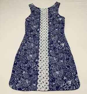 Lilly Pulitzer For Target Blue Fish Patterned Sheath Dress Sz 6 thumbnail 1