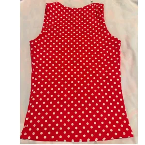 QINSEN Womens Red White Polka Dot Tank Top Scoop Neck Stretch XS thumbnail 2