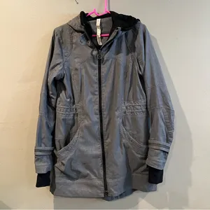 Women's Lululemon Apres Run Anorak Gray Heathered Herringbone Hooded Jacket 6 thumbnail 3