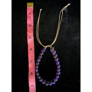 Purple Cat's Eye Glass Double Row Shamballa Bracelet - Color Shift thumbnail 6