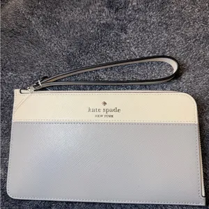Kate Spade Women's Lucy Bicolor Medium L Zip Wristlet (Platinum Grey Multi) NWT thumbnail 2