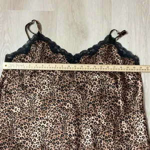 Morgan Taylor Leopard Print Slip Nightgown Cami Dress Black‎ Lace Trim Valentine thumbnail 3
