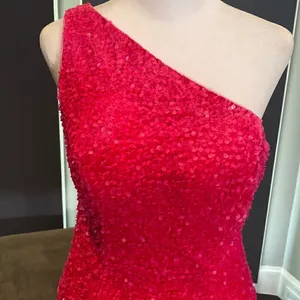 Women’s Sequined One Shoulder Short Pink Party or Prom Dress Size 4 thumbnail 2