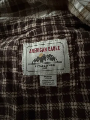 American Eagle plaid patchwork cropped flannel thumbnail 3