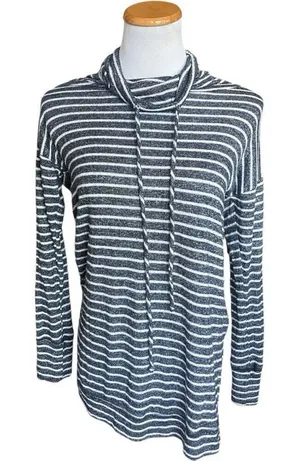 Womens Madeline Sparklestein Striped Mock Neck Pullover Top Blouse - Sz S thumbnail 1
