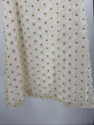 Lili Sidonio cream sheer overlay 3D daisy metallic gold S Mini Dress sleeveless thumbnail 4